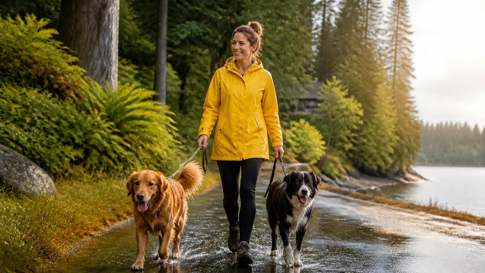 Rainy Day Dog Walking in Shoreline to Relieve Pent-Up Energy